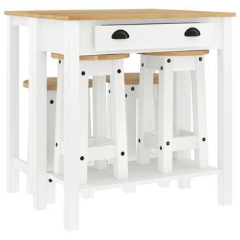 Set De Bar 5 Piezas Madera Maciza De Pino Blanco Vidaxl