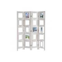 biombo de madera blanca de 4 paneles con portafotos 160x125cm par04030