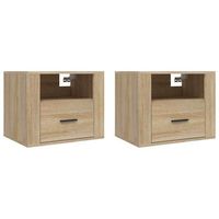 juego de 2 mesitas de noche - mesillas de pared color roble sonoma 50x36x40 cm mc6407