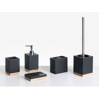 conjunto de 5 accesorios de bano jabonera dispensador de jabon escobilla de inodoro vaso soporte para cepillos de dientes negro tapiche