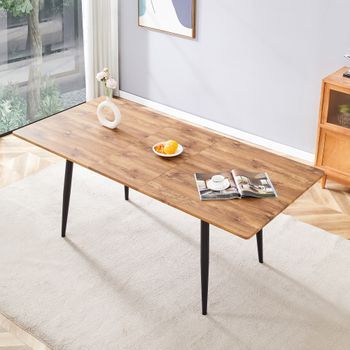 Mesa De Comedor - Mueble Para Salón - Mdf Y Metal - Madera (190.5x80x76.2cm)