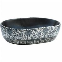 lavabo de bano moderno  lavabo sobre encimera ovalado ceramica negro y azul 47x33x13 cm