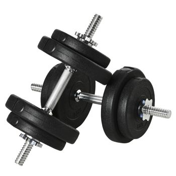 HOMCOM Juego de Mancuernas Ajustables de 20kg con Discos de 2,5/1,5 kg y Barras de 2 kg para Gimnasio en Casa