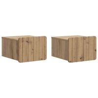 mesita de noche de pared 2 uds roble artisan 33 x 345 x 24 cm vidaxl
