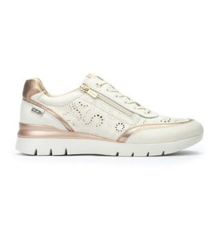 Pikolinos para mujer. W4R-6622C1 Zapatillas de Piel Cantabria blanco roto (36), 3 a 5cm, Cremallera, Casual