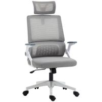 vinsetto silla ergonomica oficina silla de escritorio giratorio con soporte lumbar y malla transpirable 58x61x102-119 cm gris   aosom espana