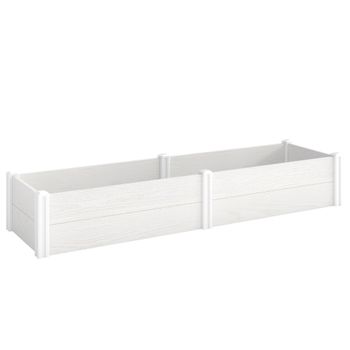 Outsunny Huerto elevado de plástico ensamblable, macetero con montaje DIY, mini invernadero 197 x 54 x 33 cm Blanco   Aosom España