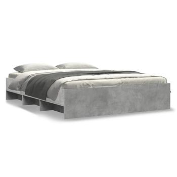 Cama De Matrimonio | Cama De Adulto | Estructura De Cama Madera De Ingeniería Gris Hormigón 150x200cm