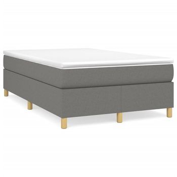 Cama Doble | Cama Box Spring | Cama Para Adultos Con Colchón Tela Gris Oscuro 120x200 Cm