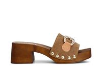 zuecos de piel de ante con horsebit brandy