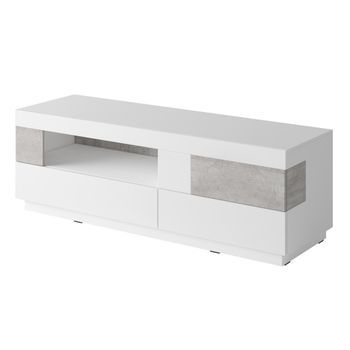 Mueble Para Tv De 160 Cm Colección Kiles. Color Blanco Y Gris. Estilo De Diseño. Led Integrado.
