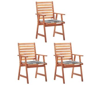 Sillas comedor de jardin 3 unidades madera maciza acacia y cojines