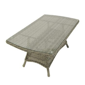Mesa Centro Para Exterior, Aluminio Y Rattán Sintético Redondo, Color Gris, Medidas 140x85x67 Cm , Mesita Centro Salón De Terraza, Mobiliario Exterior