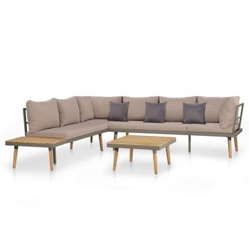Juego Muebles De Jardín 4 Piezas Y Cojines Madera Maciza Acacia Vidaxl