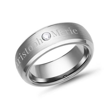 Anillo de tungsteno circonio grabado láser