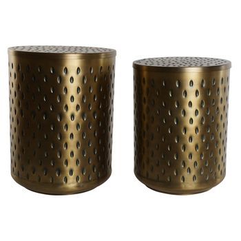Mesita Auxiliar Set 2 Metal 43x43x54 Tapa Dorado