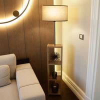 lampara de pie redditch 1xe27 20 w metal mdf tela 21 x o 38 cm beige  madera  luxpro