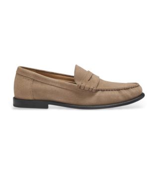 BOSS para hombre. 50563161 Mocasines de ante con antifaz y logo grabado beige (44), Piel, Plano, Ninguno, Casual