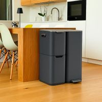 cubo de basura de cocina de reciclaje gris  60l
