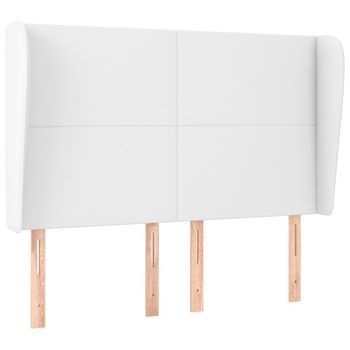 Cabecero Con Orejas De Cuero Sintético Blanco 147x23x118/128 Cm Vidaxl