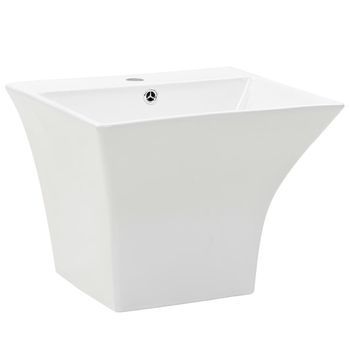 Lavabo De Baño Moderno | Lavabo De Pared De Cerámica Blanco 500x450x410 Mm