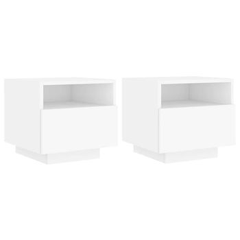 Mesitas De Noche Con Luces Led 2 Unidades Blanco 40x39x37 Cm Vidaxl
