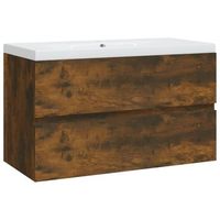 mueble de bano  armario de bano con lavabo madera contrachapada roble ahumado