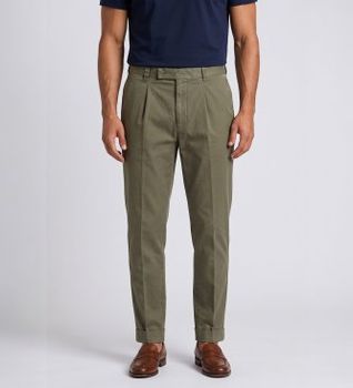 Berwich para hombre. ts0454x Pantalón Chiold verde (46), Casual, Algodón