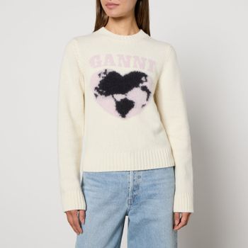 Ganni Logo Graphic Intarsia-Knit Jumper - M