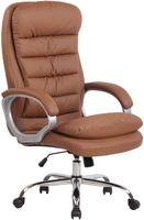 silla de oficina giratoria regulable en simil cuero marron claro