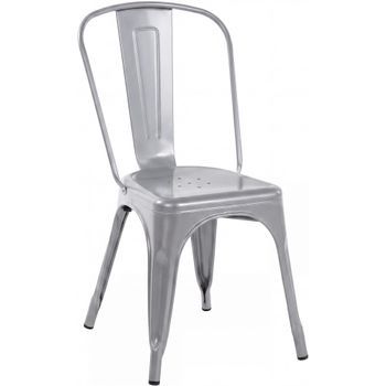Silla Apilable Benedikt De Metal Plateado 48x44x89 Cm Clp