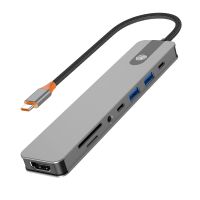 estacion de acoplamiento usb tipo-c 8 en 1 con usb302  tipo-c 30  pd100w  4k60hz hd  audio de 35mm  slot para l