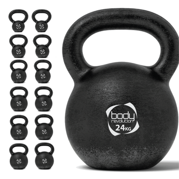 Pesa Rusa Kettlebell De Hierro Fundido - 24 Kg C/asa Ancha Y Ergonómica