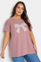 yours camiseta rosa de lazo con strass mujer curvy y tallas grandes yours