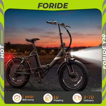 Bicicleta Eléctrica Foride Y10 con Asiento Bajo, Neumáticos Gruesos de 20'x16.5', 36V 13Ah 250W, Velocidad Máxima de 25km/h, Frenos de Disco Dobles y Freno Electrónico, Alcance Máximo de 65km,