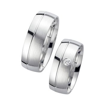 Alianzas oro blanco con diamante ancho 7 mm