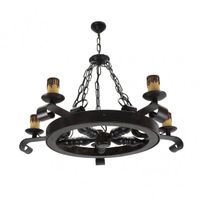 lampara de techo rustica rueda 5 luces 5xe27 60w medidas 68x55cm
