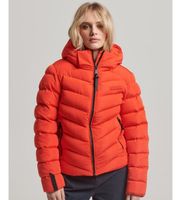 superdry para mujer w5011594a chaqueta acolchada de microfibra con capucha rojo s casual poliester reciclado sostenible