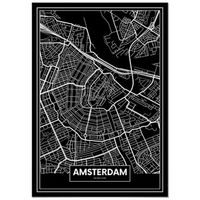 panorama carton pluma mapa negro de amsterdam 70 x 100 cm  impreso en carton pluma de alta calidad  cuadros decoracion salon  cuadros para