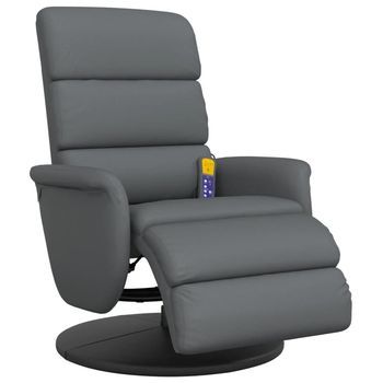 Sillón Reclinable De Masaje Con Reposapiés Cuero Sintético Gris Cfw490418