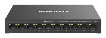 SWITCH POE+ NO GESTIONABLE MERCUSYS MS110CP 10P 8xRJ45 100Mbps PoE+ 2xGbps 65W 250m