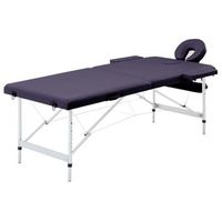 camilla de masaje plegable 2 zonas aluminio morado vidaxl