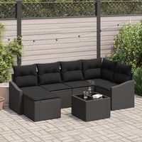 juego de sofa de jardin de 7 piezas con cojines de  beige de poliratan v3895 unico  negro