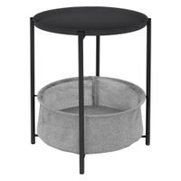 mesa redonda o 46xal 51cm antracita metal con ceste de tela y bandeja