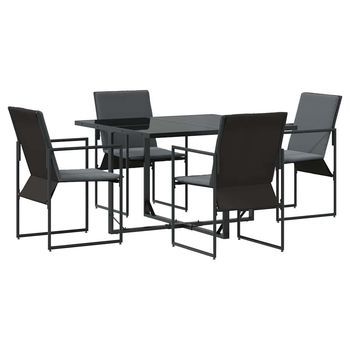 Conjunto De Comedor De Jardín 5 Piezas | Mueble De Jardín Negro Acero