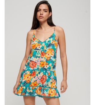 Superdry para mujer. W8011670A Minivestido De Playa multicolor (M), Casual, Viscosa, Sin mangas / Tirantes