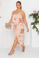 yours london vestido largo rosa de tirantes con flores mujer curvy y tallas grandes yours london