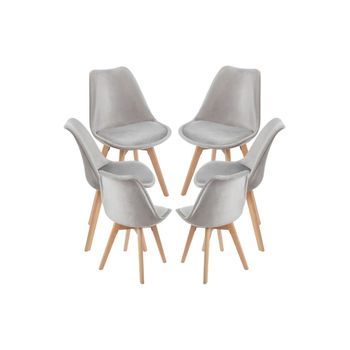 Pack 6 Sillas Synk Terciopelo De Terciopelo 83*49*44 Cm - Gris Claro