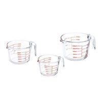 juego de 3 jarras medidoras de vidrio - redtransparent - 245x32x245cm