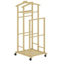homcom galan de noche de bambu con ruedas barras para ropa soporte para pantalones bandeja y estante inferior natural   aosom espana